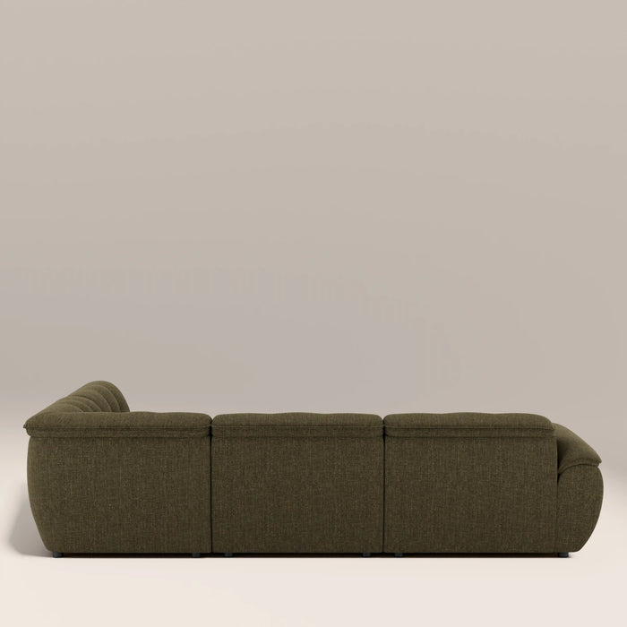 Bamba Right Hand Armless 3 Seater Corner Sofa | Olive Green Velvet Chenille