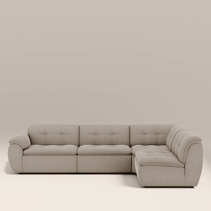 Bamba Right Hand Armless 3 Seater Corner Sofa Pebble Grey Velvet Chenille