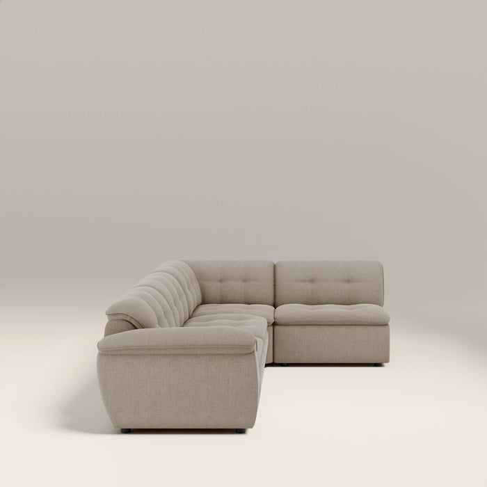 Bamba Right Hand Armless 3 Seater Corner Sofa | Pebble Grey Velvet Chenille