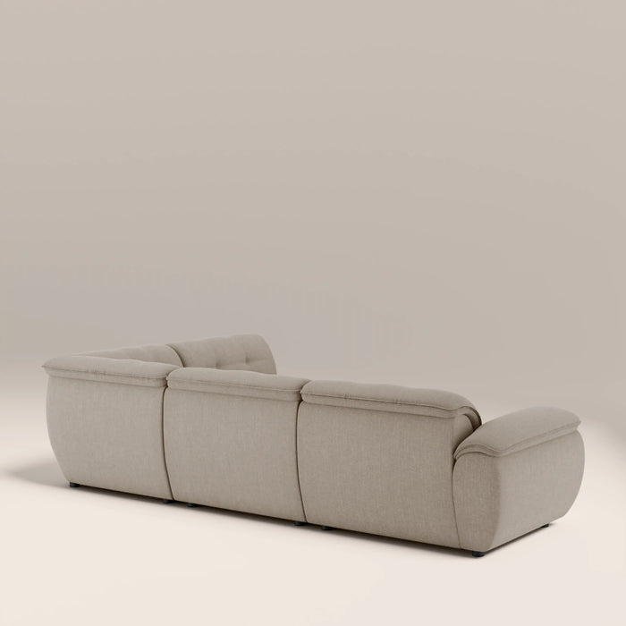 Bamba Right Hand Armless 3 Seater Corner Sofa | Pebble Grey Velvet Chenille