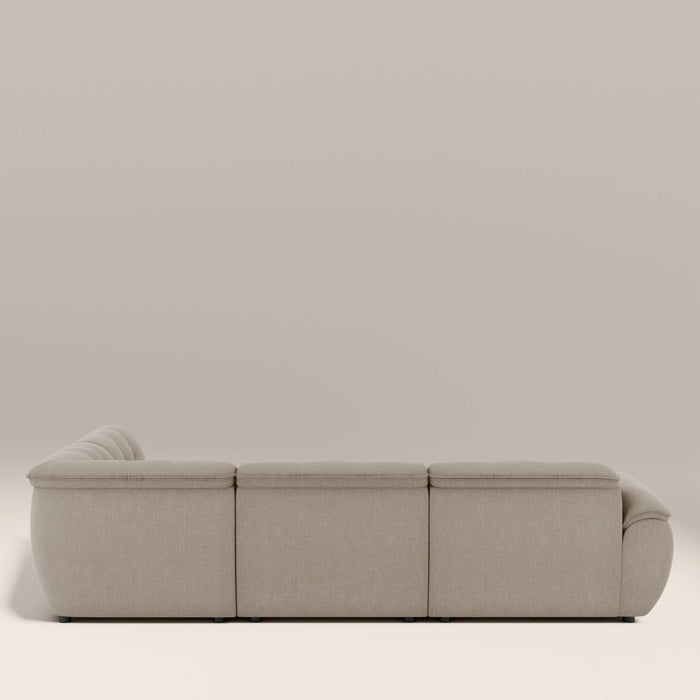 Bamba Right Hand Armless 3 Seater Corner Sofa Pebble Grey Velvet Chenille