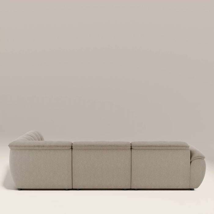 Bamba Right Hand Armless 3 Seater Corner Sofa | Pebble Grey Velvet Chenille