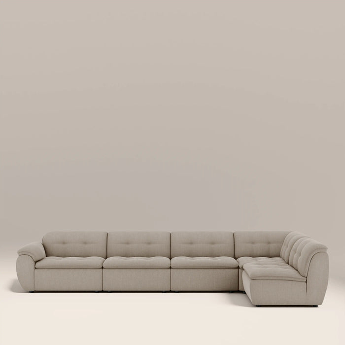 Bamba Right Hand Armless 4 Seater Corner Sofa | Pebble Grey Velvet Chenille