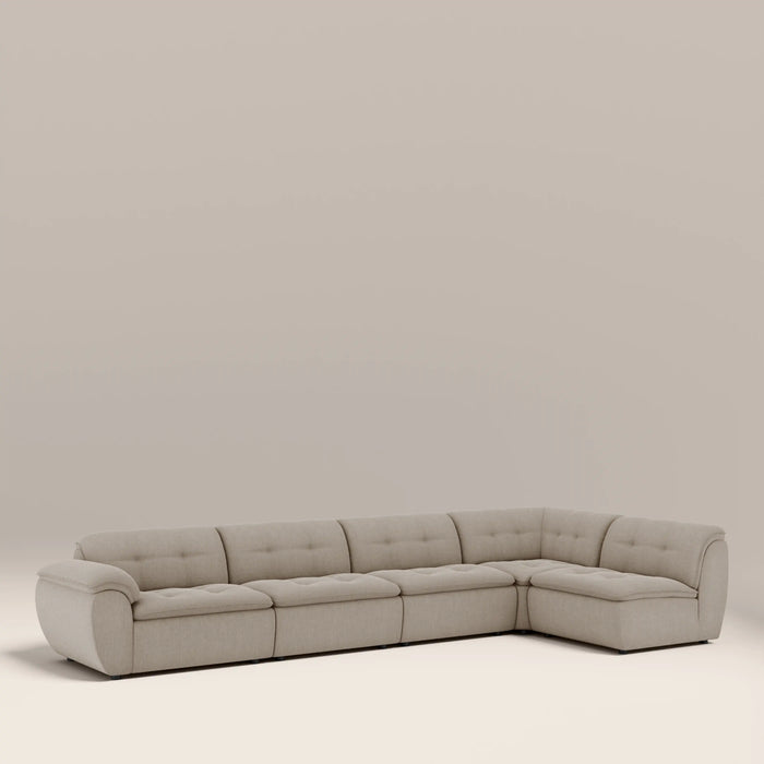 Bamba Right Hand Armless 4 Seater Corner Sofa | Pebble Grey Velvet Chenille