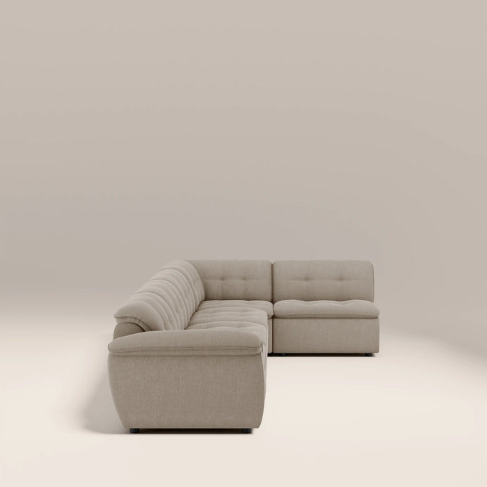 Bamba Right Hand Armless 4 Seater Corner Sofa | Pebble Grey Velvet Chenille