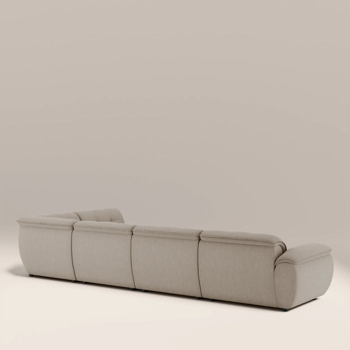 Bamba Right Hand Armless 4 Seater Corner Sofa | Pebble Grey Velvet Chenille