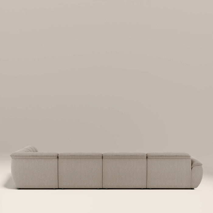 Bamba Right Hand Armless 4 Seater Corner Sofa | Pebble Grey Velvet Chenille