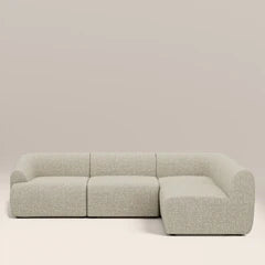 Malmo Right Hand Armless 3 Seater Corner Sofa | Oatmeal Woven Boucle