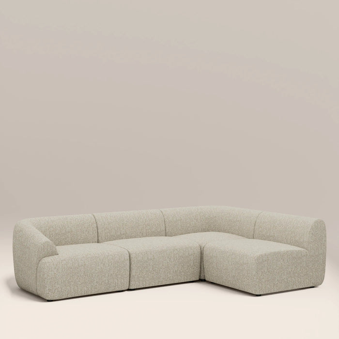 Malmo Right Hand Armless 3 Seater Corner Sofa Oatmeal Woven Boucle