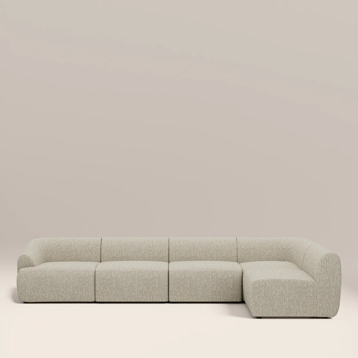 Malmo Right Hand Armless 4 Seater Corner Sofa Oatmeal Woven Boucle