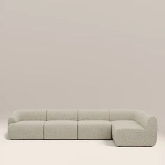 Malmo Right Hand Armless 4 Seater Corner Sofa | Oatmeal Woven Boucle