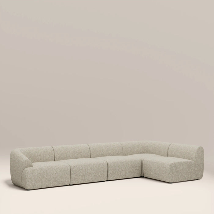 Malmo Right Hand Armless 4 Seater Corner Sofa Oatmeal Woven Boucle
