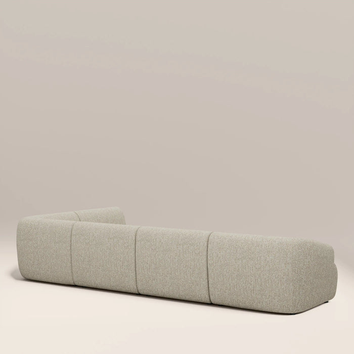 Malmo Right Hand Armless 4 Seater Corner Sofa Oatmeal Woven Boucle