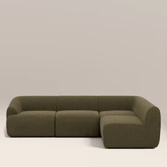 Malmo Right Hand Armless 3 Seater Corner Sofa | Olive Green Velvet Chenille