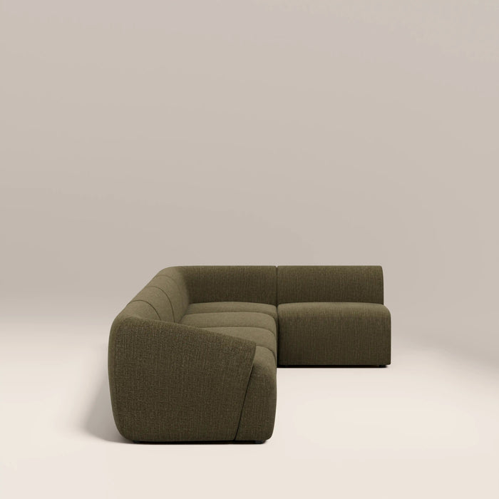 Malmo Right Hand Armless 4 Seater Corner Sofa Olive Green Velvet Chenille
