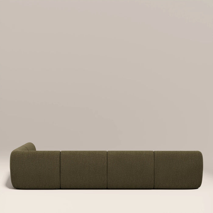Malmo Right Hand Armless 4 Seater Corner Sofa Olive Green Velvet Chenille