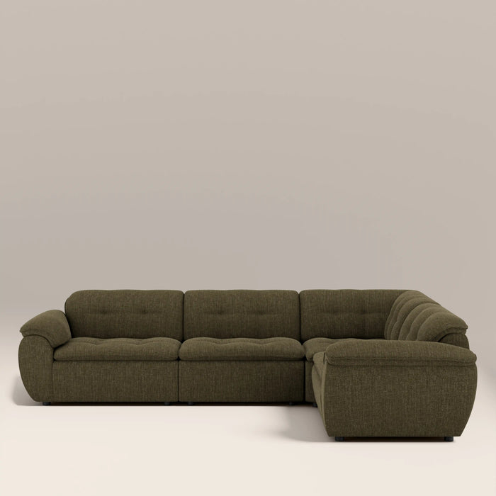 Bamba Right Hand 3 Seater Corner Sofa | Olive Green Velvet Chenille