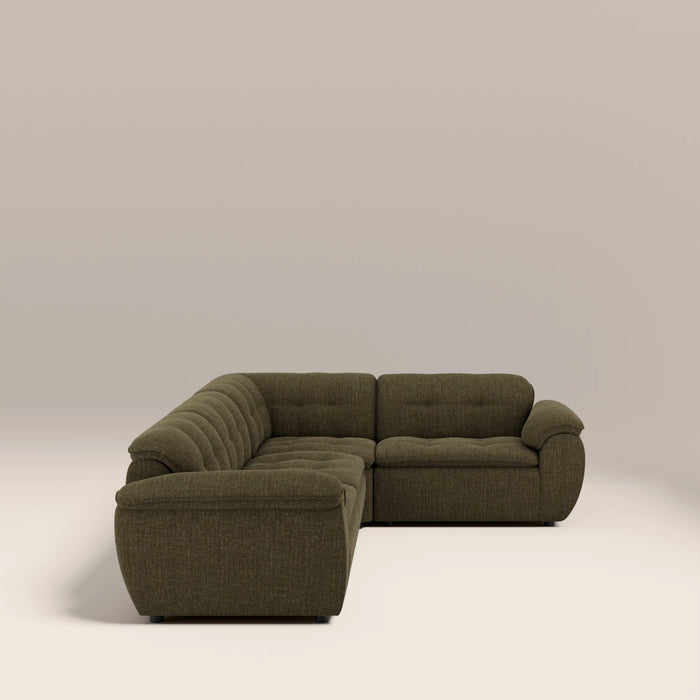 Bamba Right Hand 3 Seater Corner Sofa | Olive Green Velvet Chenille