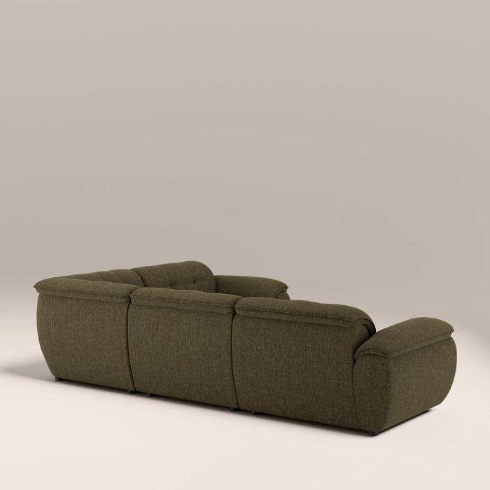 Bamba Right Hand 3 Seater Corner Sofa | Olive Green Velvet Chenille