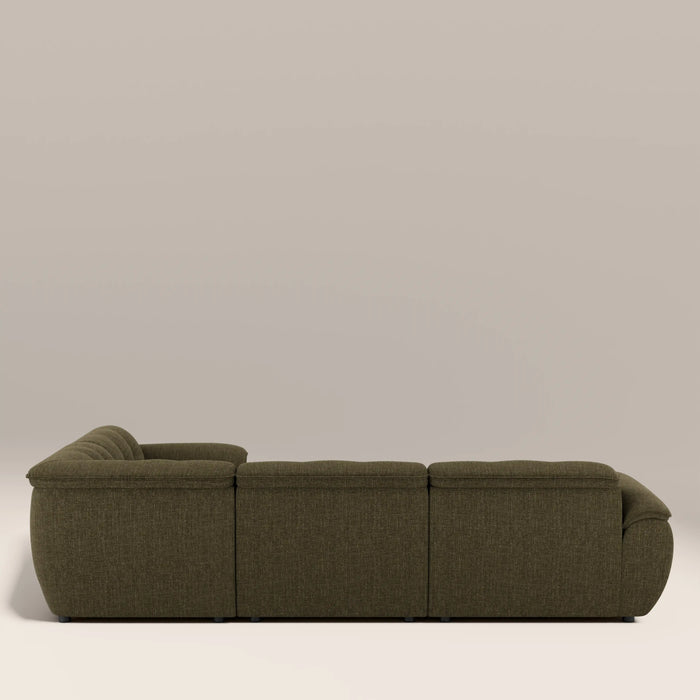 Bamba Right Hand 3 Seater Corner Sofa | Olive Green Velvet Chenille