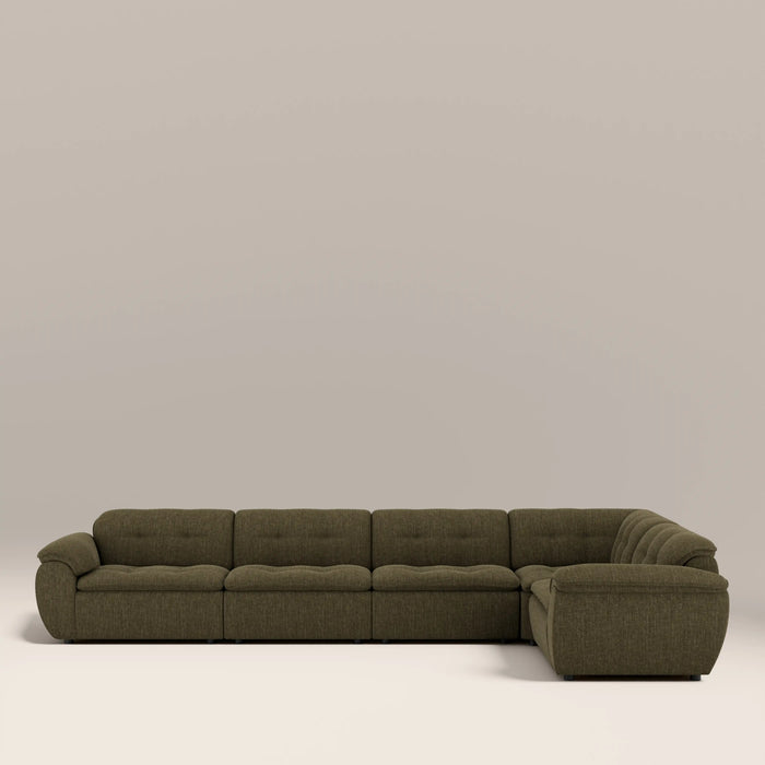 Bamba Right Hand 4 Seater Corner Sofa | Olive Green Velvet Chenille