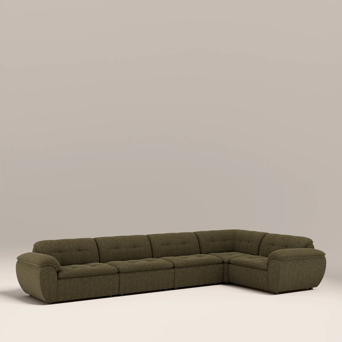 Bamba Right Hand 4 Seater Corner Sofa | Olive Green Velvet Chenille