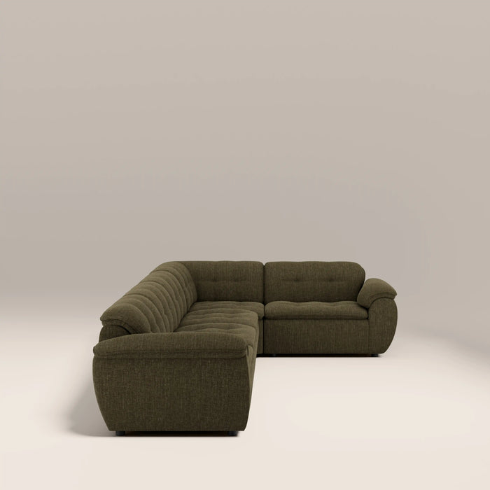 Bamba Right Hand 4 Seater Corner Sofa | Olive Green Velvet Chenille