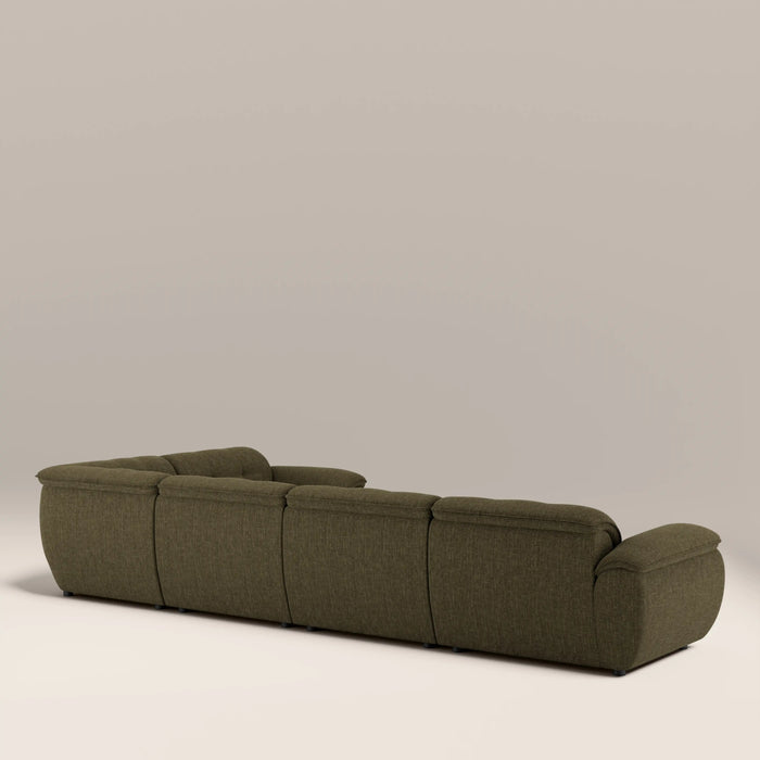 Bamba Right Hand 4 Seater Corner Sofa | Olive Green Velvet Chenille