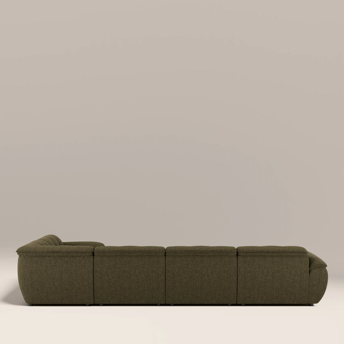 Bamba Right Hand 4 Seater Corner Sofa | Olive Green Velvet Chenille