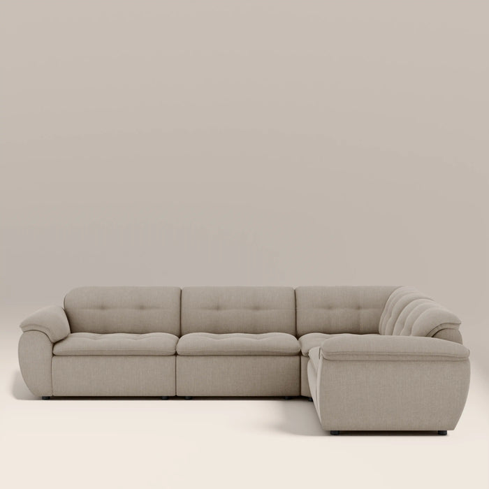 Bamba Right Hand 3 Seater Corner Sofa | Pebble Grey Velvet Chenille