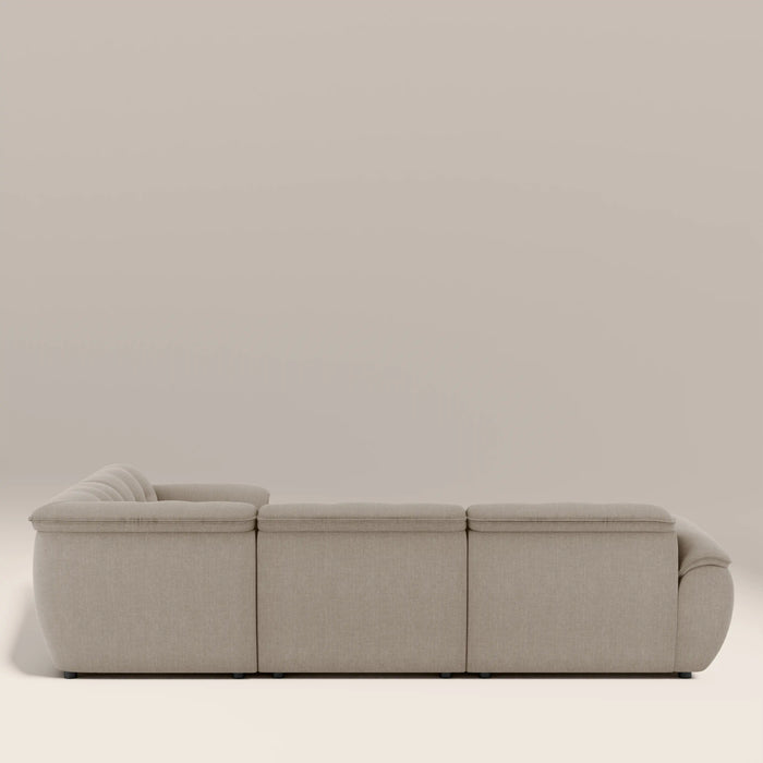 Bamba Right Hand 3 Seater Corner Sofa | Pebble Grey Velvet Chenille