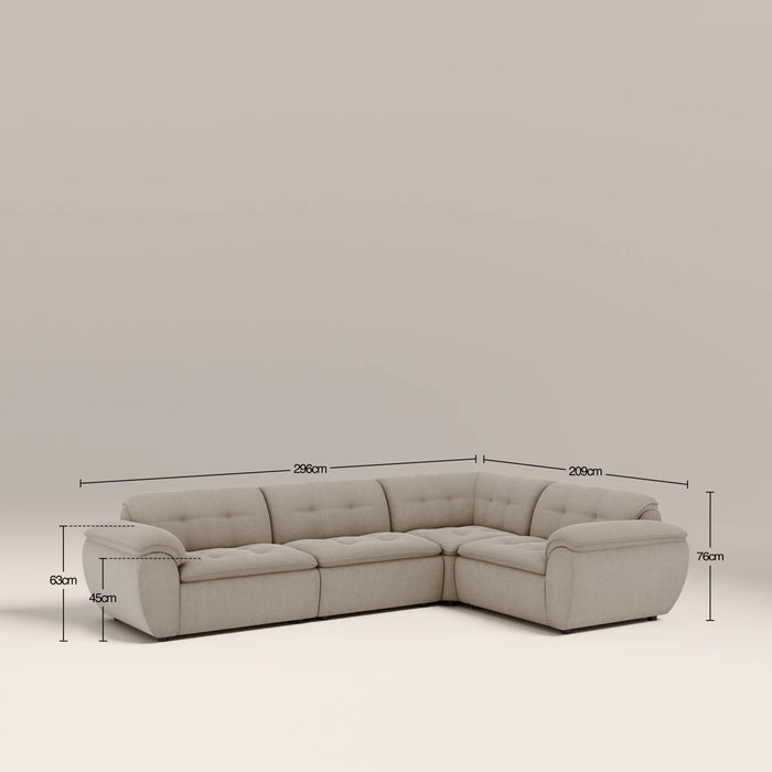 Bamba Right Hand 3 Seater Corner Sofa | Pebble Grey Velvet Chenille