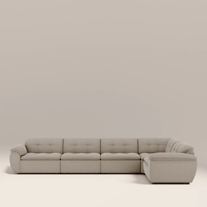 Bamba Right Hand 4 Seater Corner Sofa | Pebble Grey Velvet Chenille
