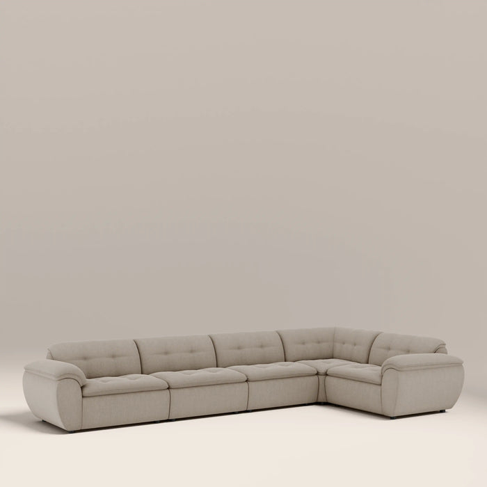 Bamba Right Hand 4 Seater Corner Sofa | Pebble Grey Velvet Chenille