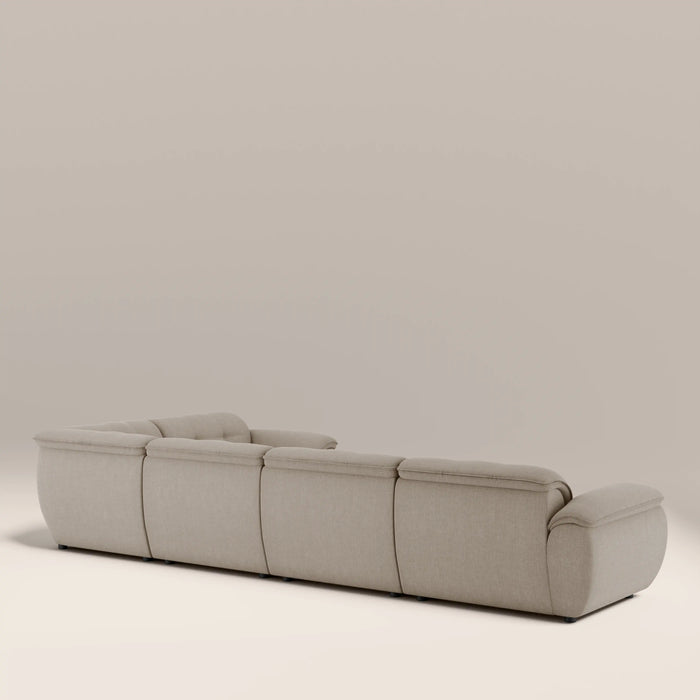 Bamba Right Hand 4 Seater Corner Sofa | Pebble Grey Velvet Chenille
