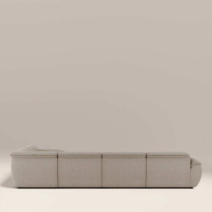 Bamba Right Hand 4 Seater Corner Sofa | Pebble Grey Velvet Chenille