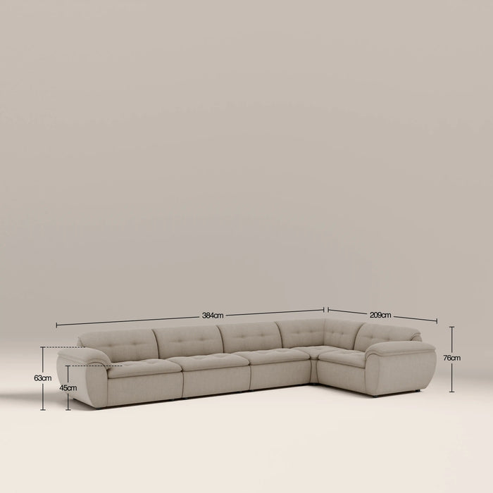 Bamba Right Hand 4 Seater Corner Sofa | Pebble Grey Velvet Chenille
