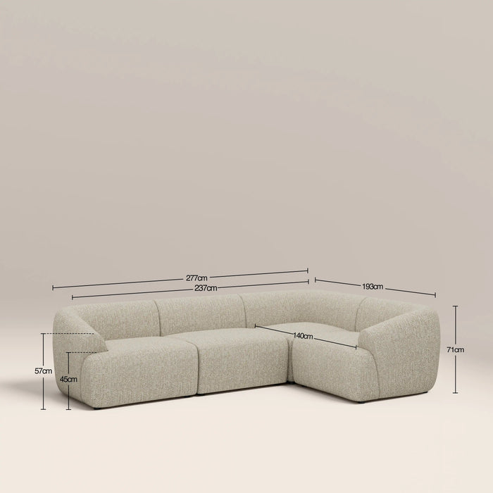 Malmo Right Hand 3 Seater Corner Sofa Oatmeal Woven Boucle