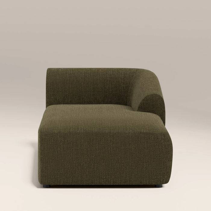 Malmo Right Chaise Module Section Olive Green Velvet Chenille