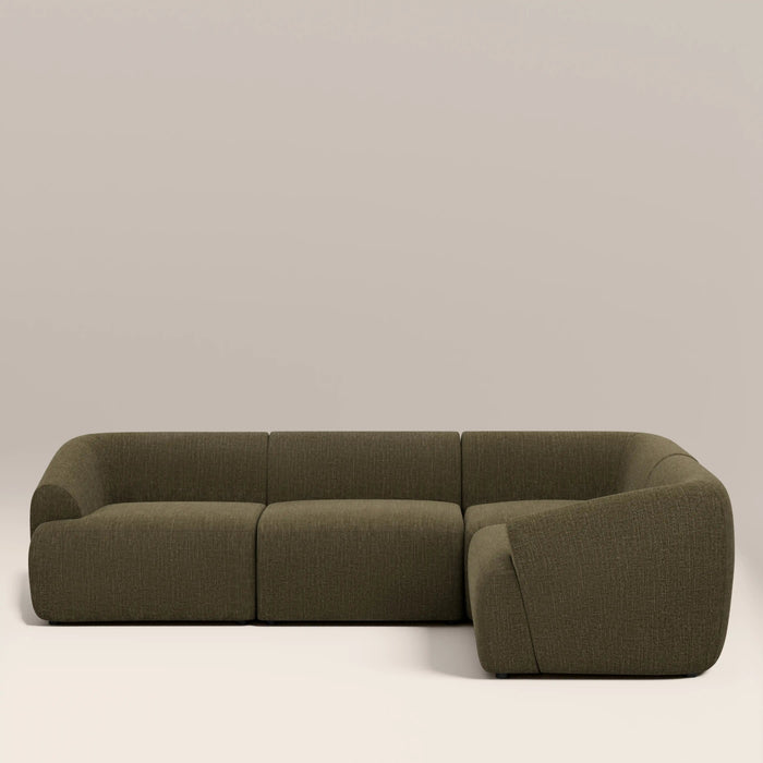 Malmo Right Hand 3 Seater Corner Sofa Olive Green Velvet Chenille