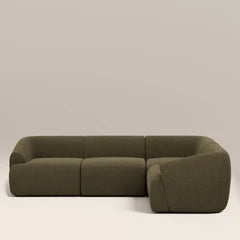 Malmo Right Hand 3 Seater Corner Sofa | Olive Green Velvet Chenille