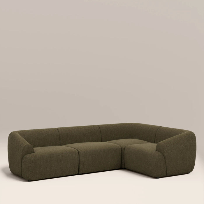 Malmo Right Hand 3 Seater Corner Sofa Olive Green Velvet Chenille