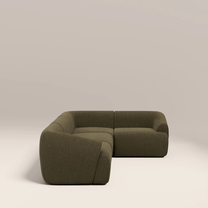 Malmo Right Hand 3 Seater Corner Sofa Olive Green Velvet Chenille