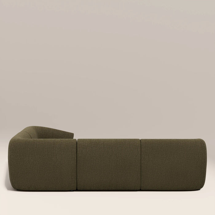 Malmo Right Hand 3 Seater Corner Sofa Olive Green Velvet Chenille