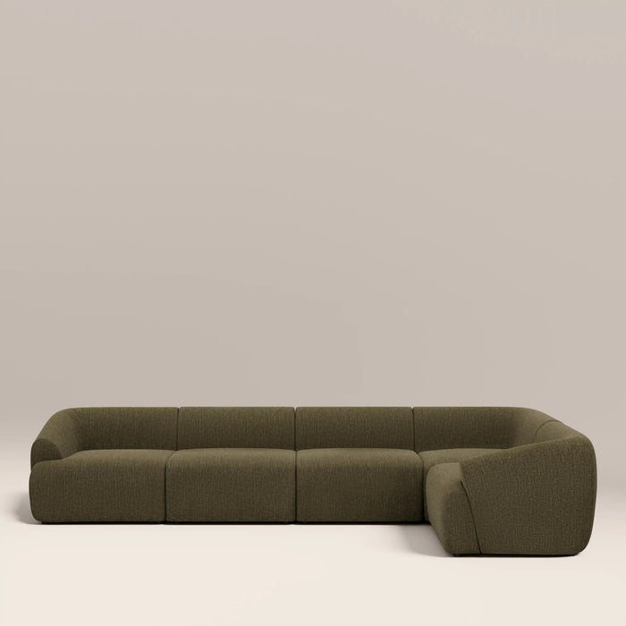Malmo Right Hand 4 Seater Corner Sofa Olive Green Velvet Chenille
