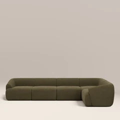 Malmo Right Hand 4 Seater Corner Sofa | Olive Green Velvet Chenille