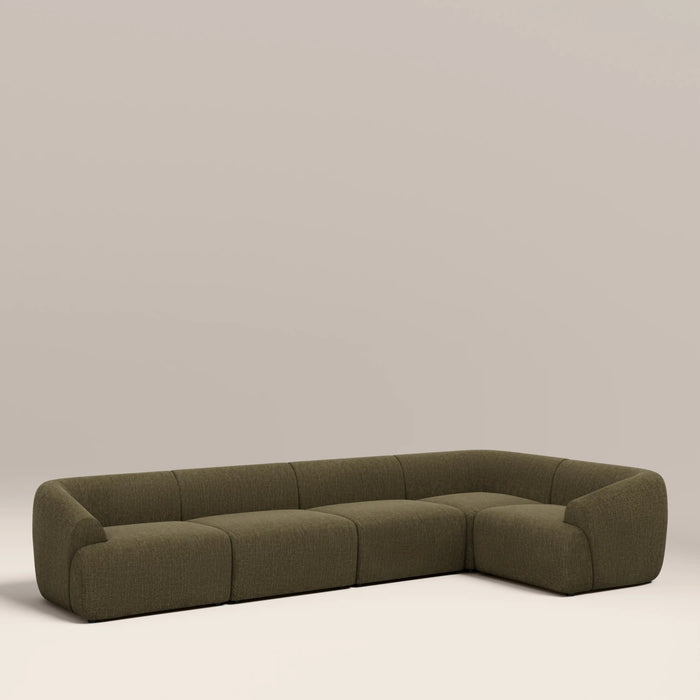 Malmo Right Hand 4 Seater Corner Sofa Olive Green Velvet Chenille