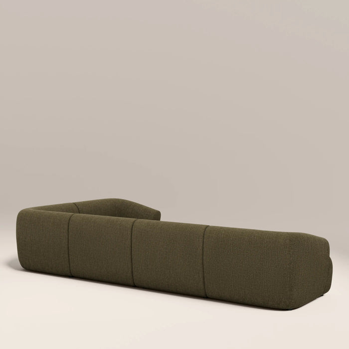 Malmo Right Hand 4 Seater Corner Sofa Olive Green Velvet Chenille