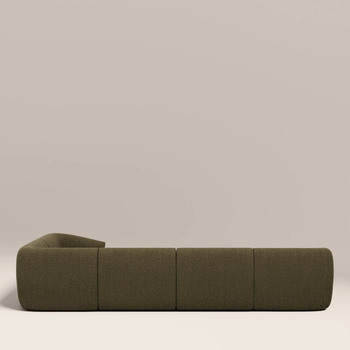 Malmo Right Hand 4 Seater Corner Sofa Olive Green Velvet Chenille
