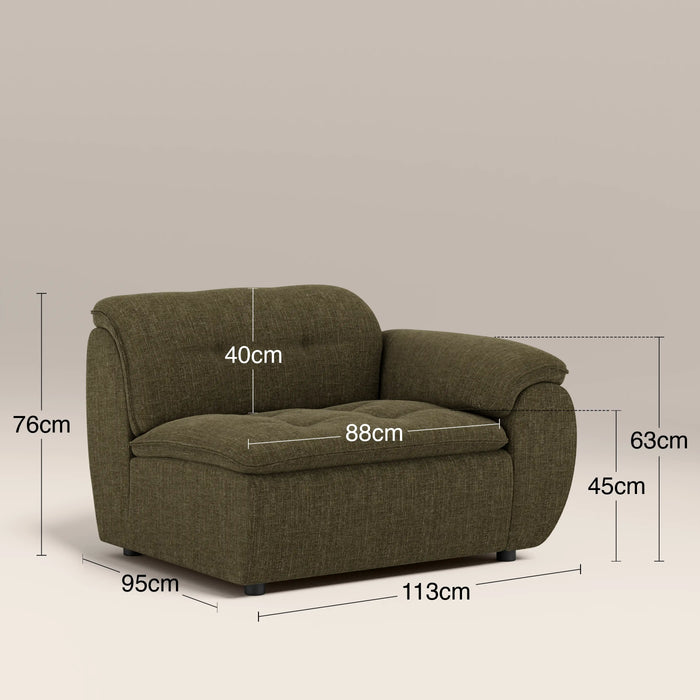 Bamba Right Hand Module Section | Olive Green Velvet Chenille
